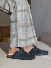 Grey Buckle Mule Suede Slippers - Image 3 of 9