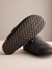 Grey Buckle Mule Suede Slippers - Image 7 of 9