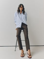 بني - Tailored Slim Trousers With Wool - صورة 1 من 7