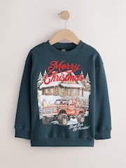Navy Scene Christmas Crew Neck Sweater (3-16yrs) - Image 1 of 4