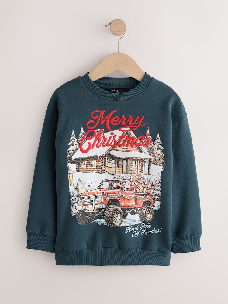 Navy Scene Christmas Crew Neck Sweater (3-16yrs) - Image 1 of 4