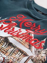 Navy Scene Christmas Crew Neck Sweater (3-16yrs) - Image 3 of 4