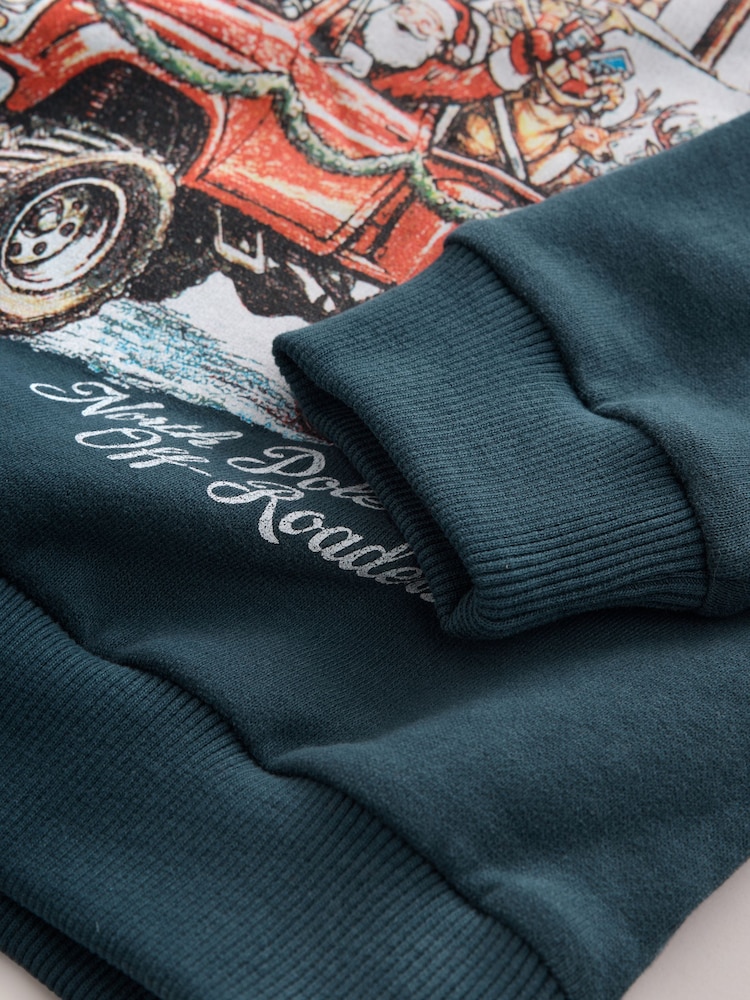 Navy Scene Christmas Crew Neck Sweater (3-16yrs) - Image 4 of 4