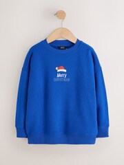 Cobalt Blue Back Print - Sweter na Boże Narodzenie z okrągłym dekoltem (3–16 lat) - Obraz 1 z 4