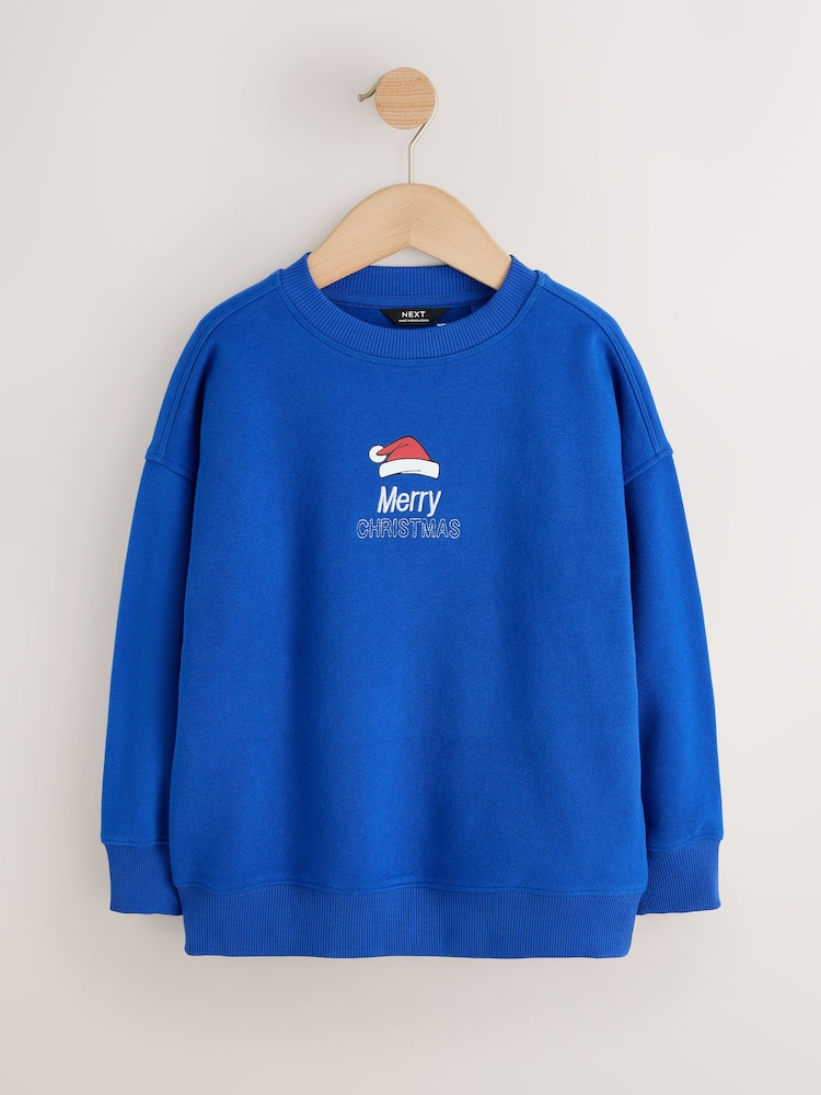Cobalt Blue Back Print - Sweter na Boże Narodzenie z okrągłym dekoltem (3–16 lat) - Obraz 1 z 4