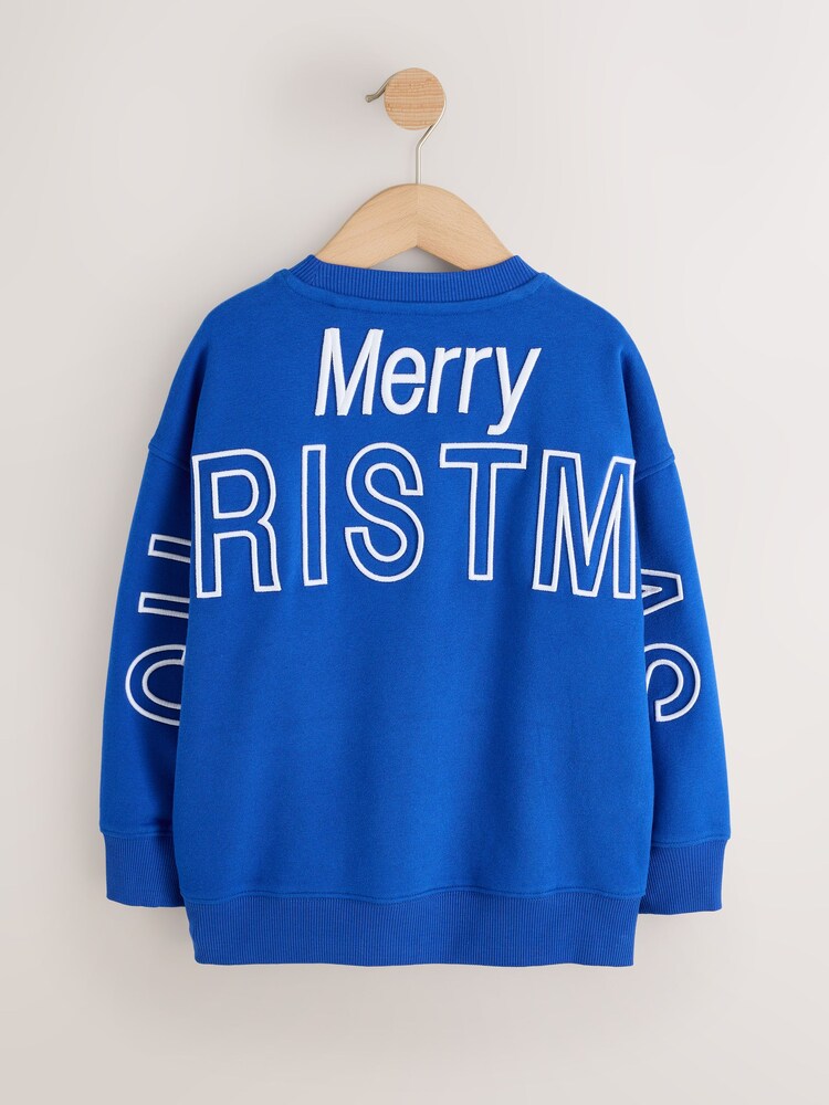 Cobalt Blue Back Print - Sweter na Boże Narodzenie z okrągłym dekoltem (3–16 lat) - Obraz 2 z 4