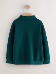 Green Oversized Collar Popper Neck Sweatshirt (3-16yrs) - Image 2 of 4