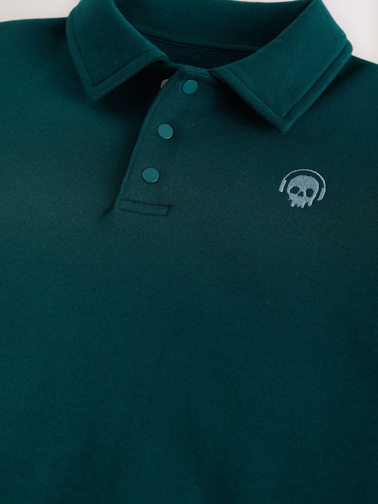 Green Oversized Collar Popper Neck Sweatshirt (3-16yrs) - Image 4 of 4