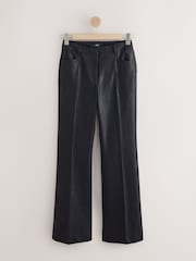 Black Faux Leather Bootcut Trousers - Image 6 of 8