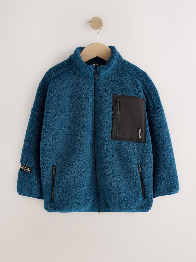 Teal Blue Zip Through Fleece (3-16yrs) - Image 1 of 7