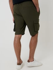 Threadbare Green Elasticated Waist Stretch Cargo Shorts - Image 2 of 5