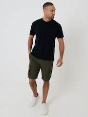Threadbare Green Elasticated Waist Stretch Cargo Shorts - Image 3 of 5