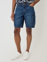 Threadbare Blue Denim Cargo Shorts - Image 1 of 4