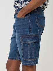 Threadbare Blue Denim Cargo Shorts - Image 4 of 4