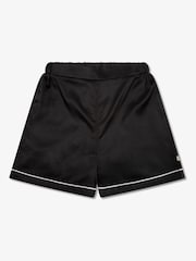 The Little Tailor Black Satin Button Through Short Pyjamas Set - Image 4 of 8