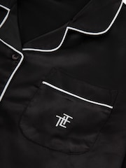 The Little Tailor Black Satin Button Through Short Pyjamas Set - Image 6 of 8