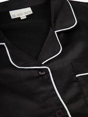 The Little Tailor Black Satin Button Through Short Pyjamas Set - Image 7 of 8