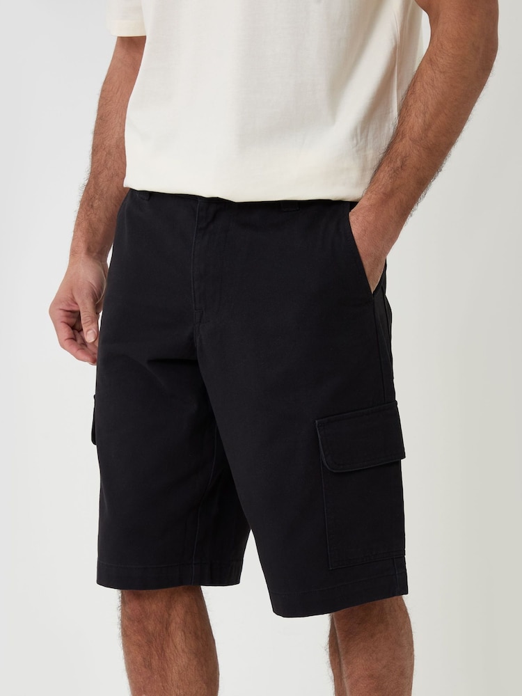 Threadbare Black Baggy Fit Cotton Cargo Shorts - Image 1 of 4