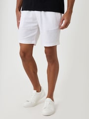 Blanco - Threadbare Shorter Length Elasticated Waist Linen Blend Shorts - Imagen 1 de 4
