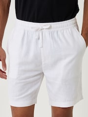 Blanco - Threadbare Shorter Length Elasticated Waist Linen Blend Shorts - Imagen 4 de 4