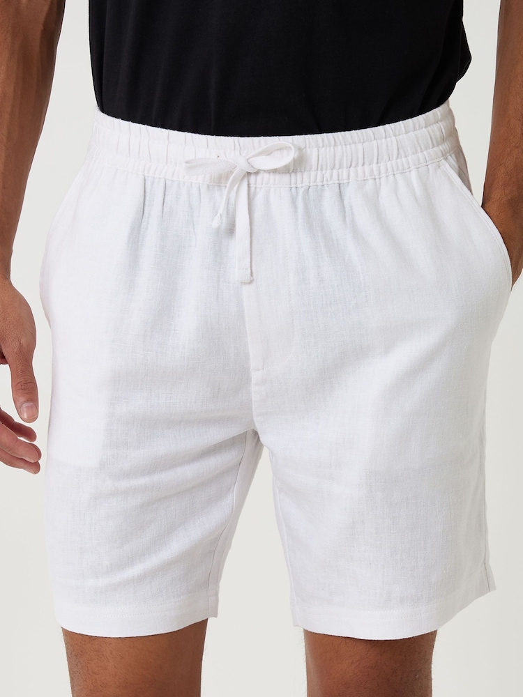 Blanco - Threadbare Shorter Length Elasticated Waist Linen Blend Shorts - Imagen 4 de 4