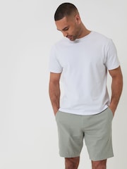 Threadbare Green Linen Blend Shorts with Belt - Image 1 of 4