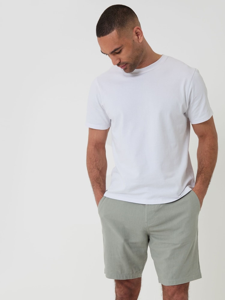 Threadbare Green Linen Blend Shorts with Belt - Image 1 of 4 Threadbare Green Linen Blend Shorts with Belt - Image 1 of 4
