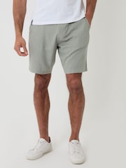 Threadbare Green Linen Blend Shorts with Belt - Image 2 of 4