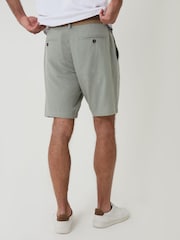 Threadbare Green Linen Blend Shorts with Belt - Image 3 of 4
