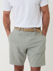Threadbare Green Linen Blend Shorts with Belt - Image 4 of 4