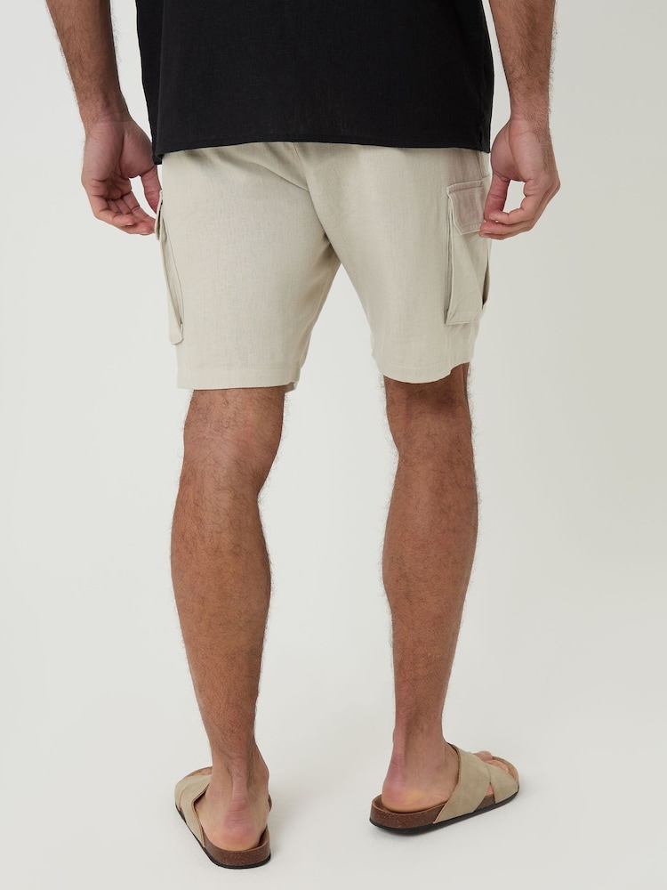 Természetes - Threadbare Len Blend Zsebes rövidnadrág - 4/ 2 kép