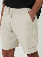 Természetes - Threadbare Len Blend Zsebes rövidnadrág - 4/ 3 kép