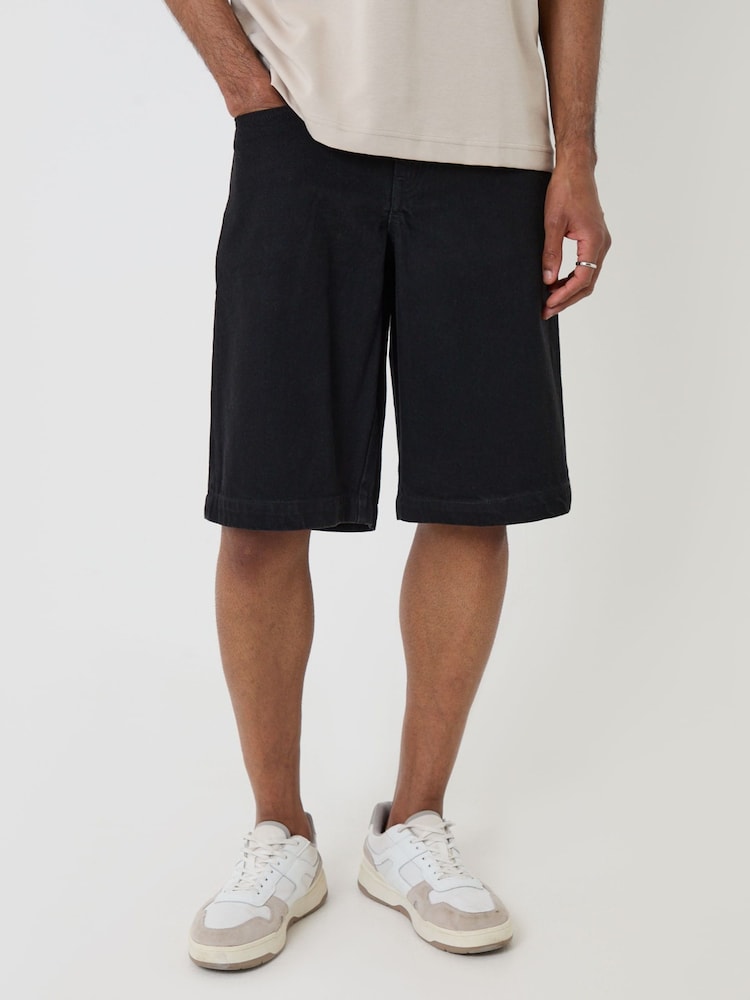 Threadbare Black Baggy Denim Shorts - Image 2 of 4