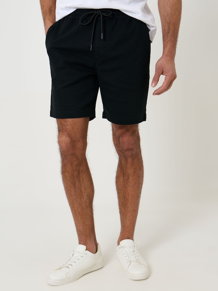 Threadbare Black Shorter Length Elasticated Waist Stretch Chino Shorts - Image 1 of 4