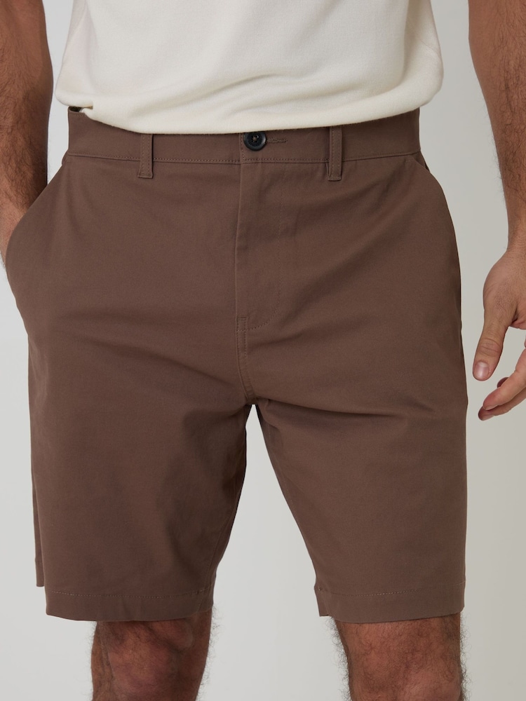 Threadbare Brown Stretch Chino Shorts - Image 4 of 4