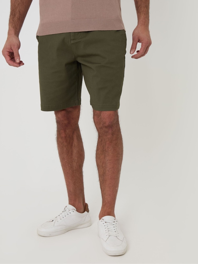 Threadbare Khaki Regular Fit Stretch 3 Pocket Chino Shorts - Image 1 of 4 Threadbare Khaki Regular Fit Stretch 3 Pocket Chino Shorts - Image 1 of 4