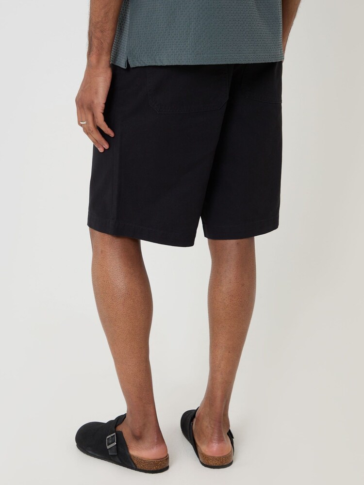 Negro - Threadbare Baggy Fit Cotton Chino Shorts - Imagen 2 de 4