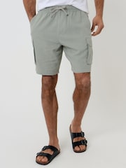 Threadbare Sage Green Linen Blend Cargo Shorts - Image 1 of 4