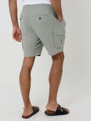 Threadbare Sage Green Linen Blend Cargo Shorts - Image 2 of 4