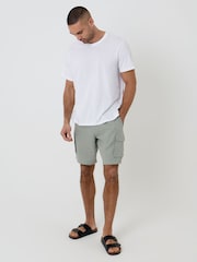 Threadbare Sage Green Linen Blend Cargo Shorts - Image 3 of 4