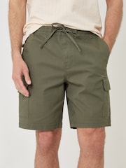 Threadbare Green Regular Fit Textured Cargo Shorts - Image 4 of 4