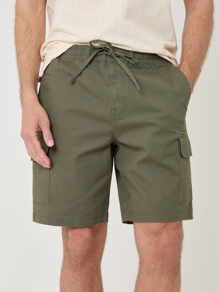 Threadbare Green Regular Fit Textured Cargo Shorts - Image 4 of 4 Threadbare Green Regular Fit Textured Cargo Shorts - Image 4 of 4