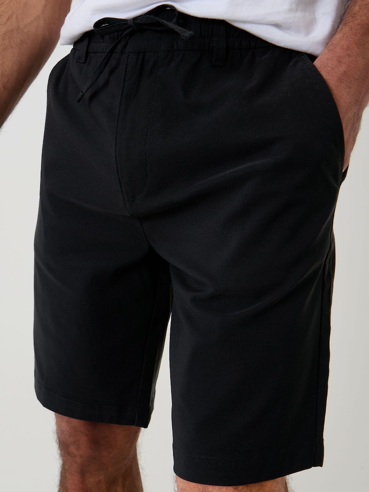 Threadbare Black Elasticated Waist Stretch Chino Shorts - Image 1 of 4 Threadbare Black Elasticated Waist Stretch Chino Shorts - Image 1 of 4