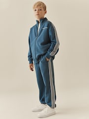Teal Blue Stripe Zip Up Joggers Set (3-16yrs) - Image 1 of 9