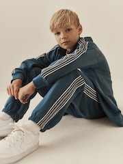 Teal Blue Stripe Zip Up Joggers Set (3-16yrs) - Image 2 of 9