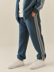 Teal Blue Stripe Zip Up Joggers Set (3-16yrs) - Image 3 of 9