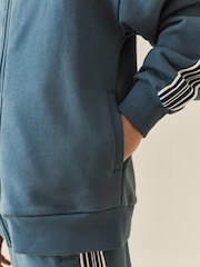 Teal Blue Stripe Zip Up Joggers Set (3-16yrs) - Image 5 of 9