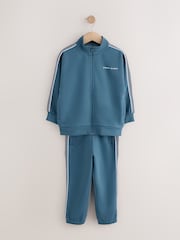 Teal Blue Stripe Zip Up Joggers Set (3-16yrs) - Image 6 of 9
