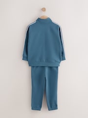 Teal Blue Stripe Zip Up Joggers Set (3-16yrs) - Image 7 of 9