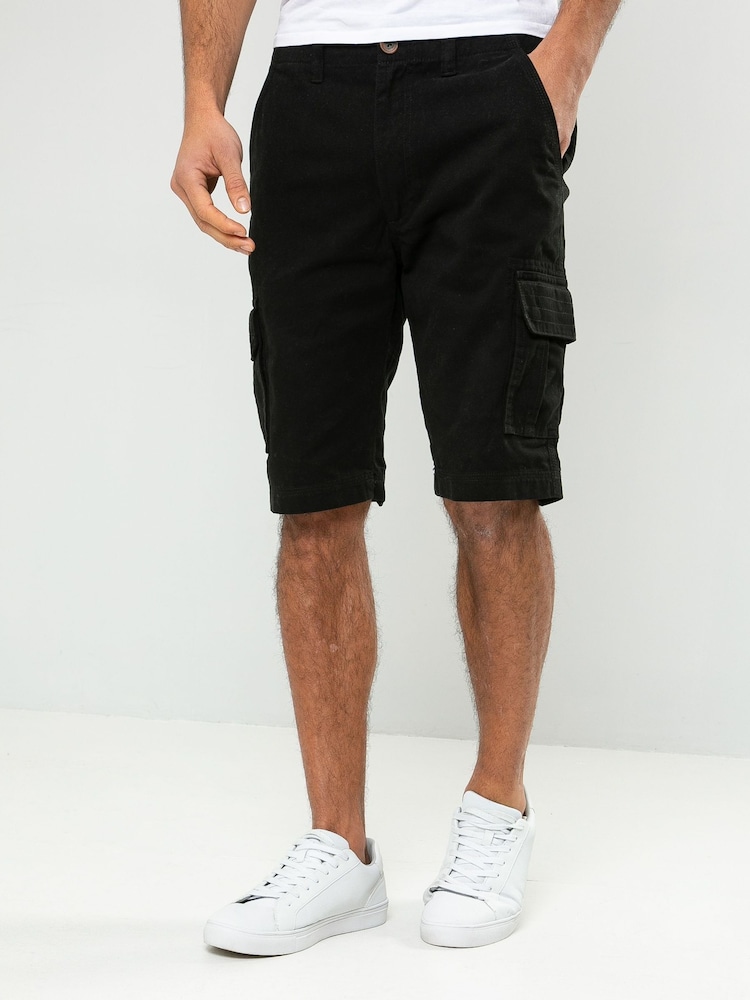 Threadbare Black Cargo Shorts - Image 1 of 4 Threadbare Black Cargo Shorts - Image 1 of 4